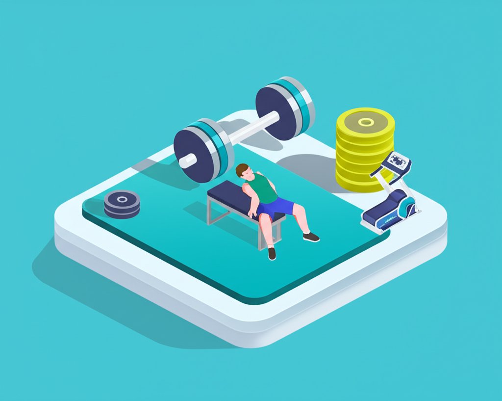 Inspiring gym workout: Athlete exercising hard, motivating you to get moving and fit.